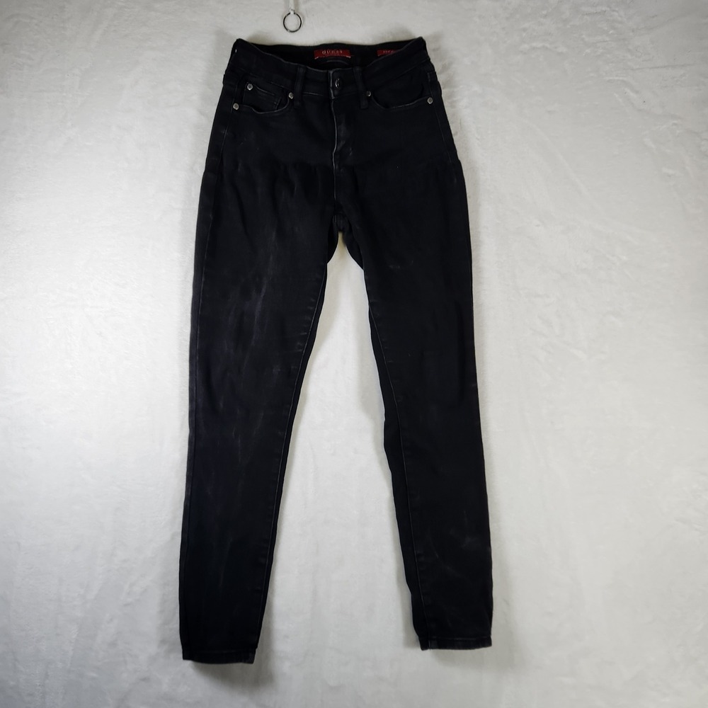 GUESS Los Angeles Sculpt Mid Rise‎ Skinny Black Wash Jeans Women's Size 24